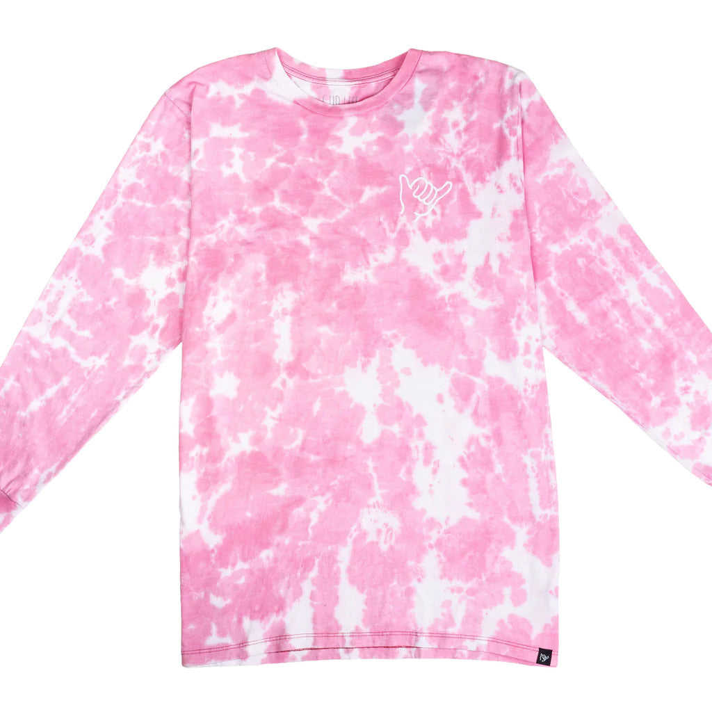 Pink tie dye long best sale sleeve shirt