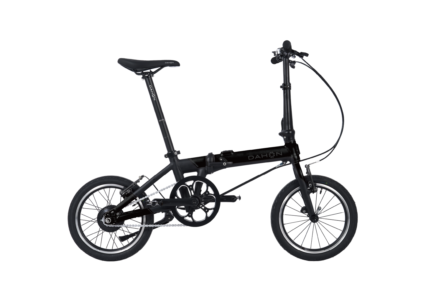 K-Feather electric folding bike by DAHON, black, minimalist city design.