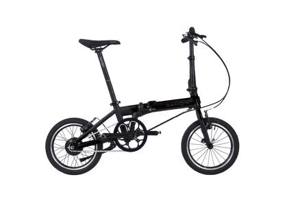 K-Feather electric folding bike by DAHON, black, minimalist city design.
