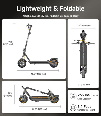 NAVEE GT3 Pro Electric Scooter｜Dual Spring Shock Suspension｜37.3miles Eco-range｜1000W