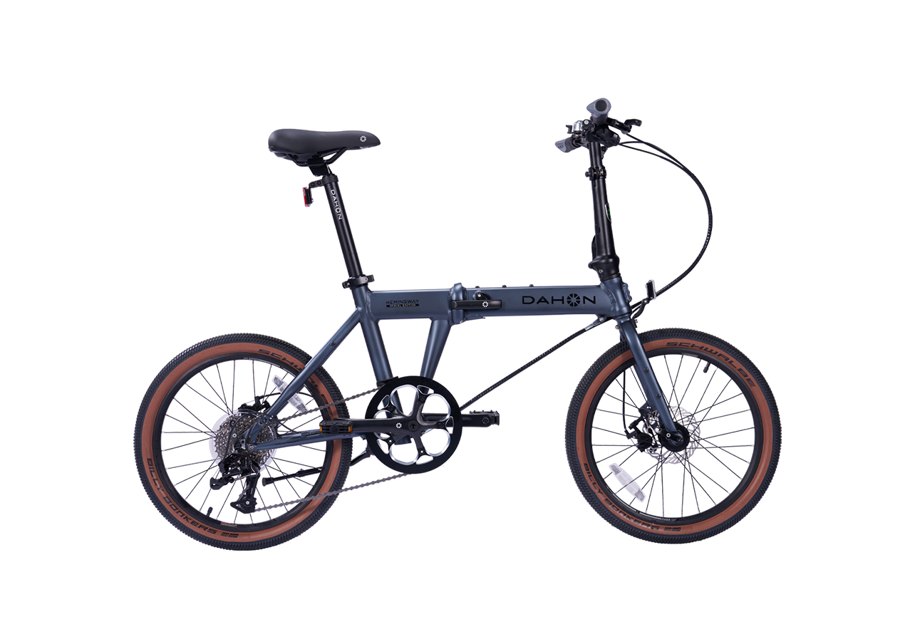 DAHON Hemingway GR All-Terrain folding bike with brown tires for city and park trails.
