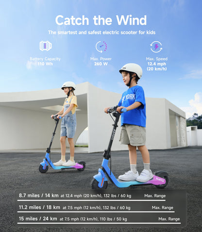 NAVEE K100 Max Kids E-scooter｜Find My｜Adjustable Heights｜15miles Eco-range｜12.4mph