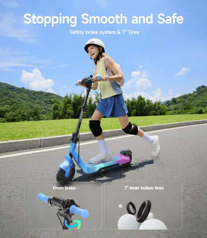 NAVEE K100 Max Kids E-scooter｜Find My｜Adjustable Heights｜15miles Eco-range｜12.4mph