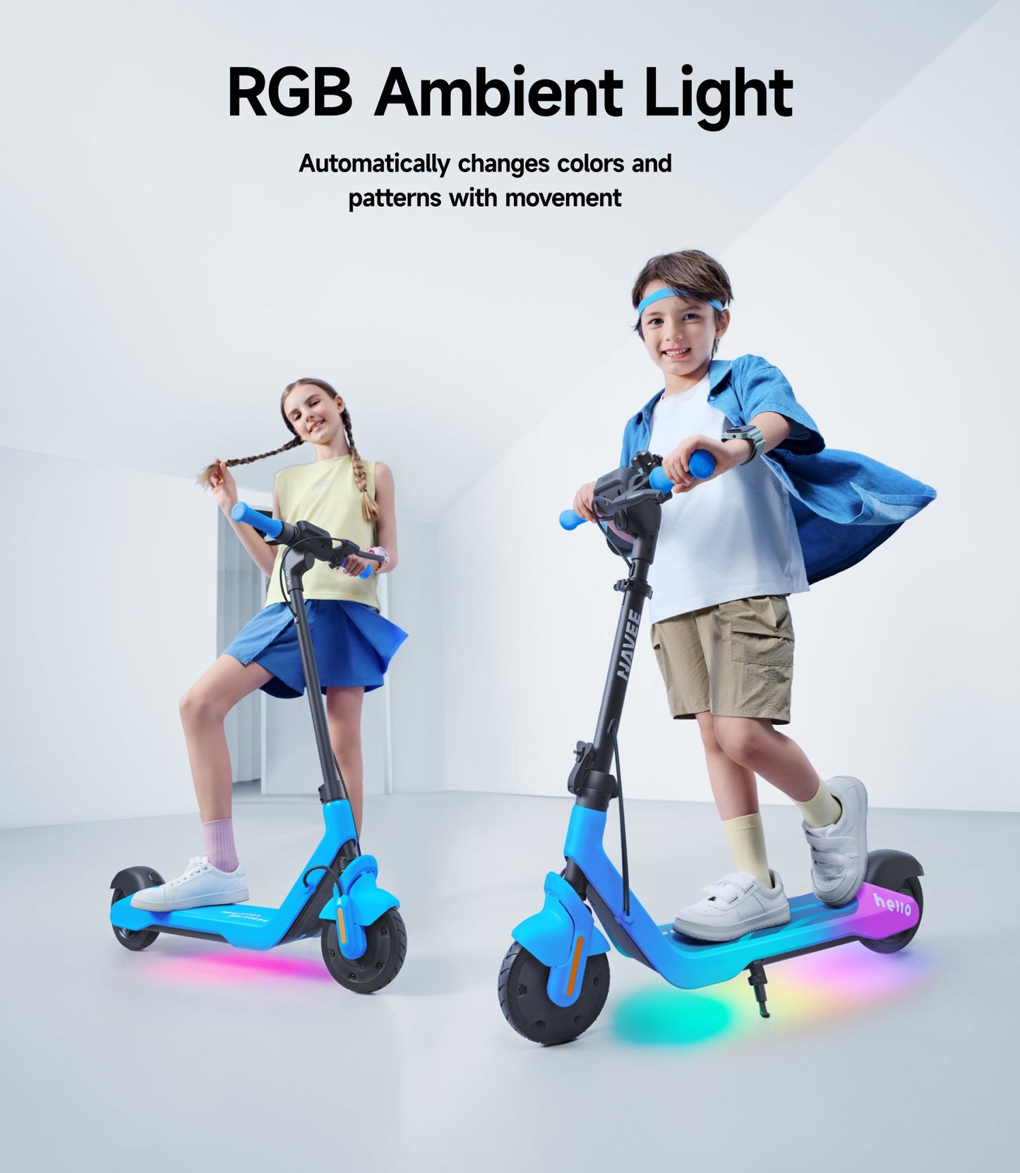 NAVEE K100 Max Kids E-scooter｜Find My｜Adjustable Heights｜15miles Eco-range｜12.4mph