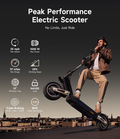 NAVEE ST3 Electric Scooter｜Damping Arm™ Suspension｜37.3miles Eco-range｜1000W