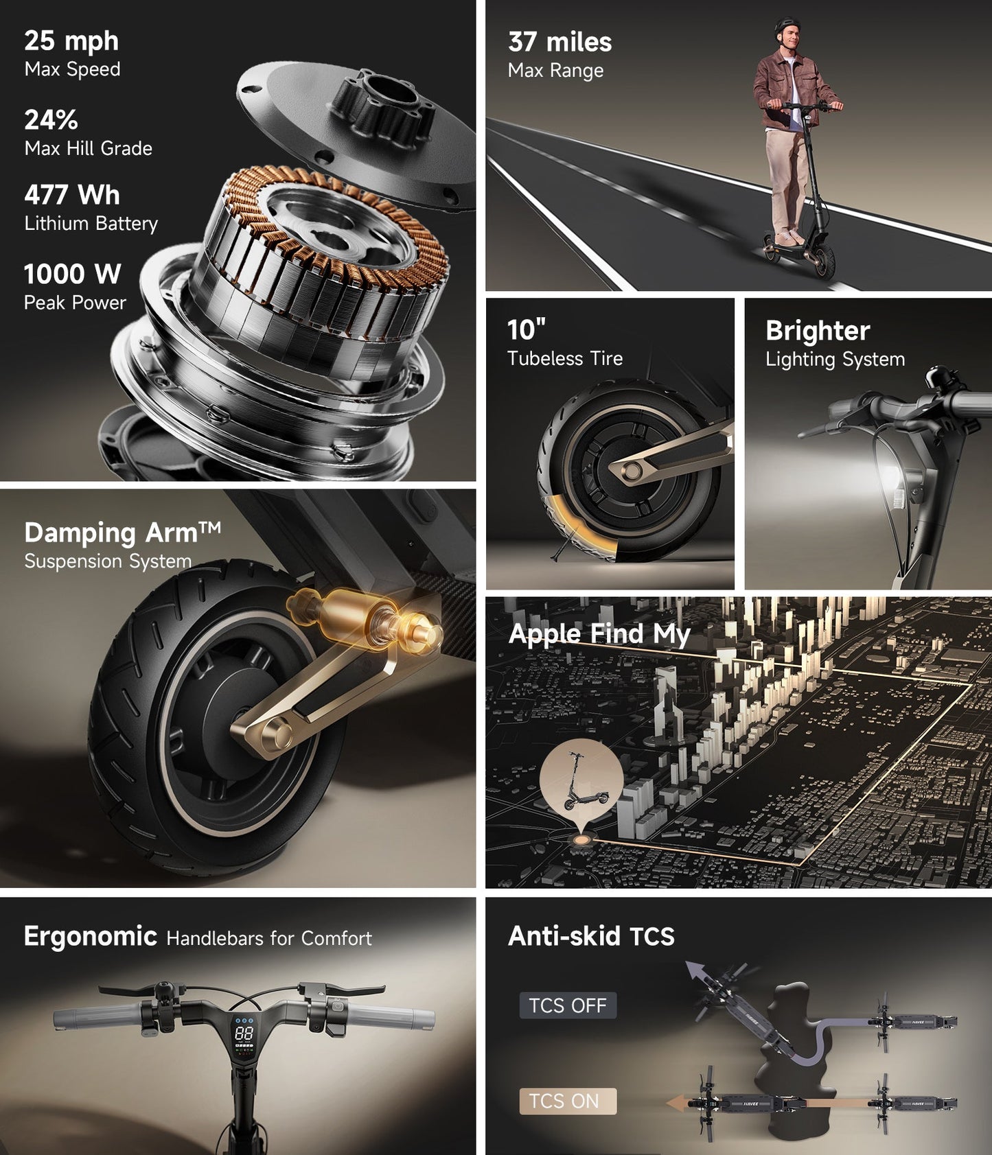 NAVEE ST3 Electric Scooter｜Damping Arm™ Suspension｜37.3miles Eco-range｜1000W