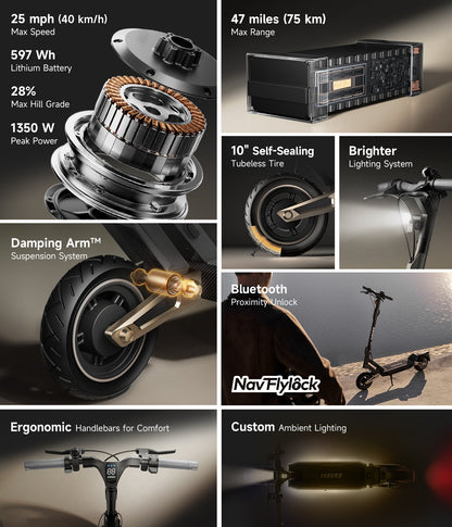 NAVEE ST3 Pro Electric Scooter｜Damping Arm™ Suspension｜46.6miles Eco-range｜1350W