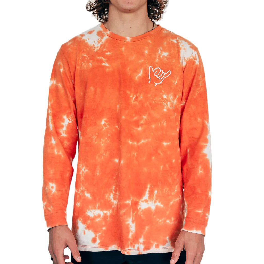 Orange tie dye long best sale sleeve shirt